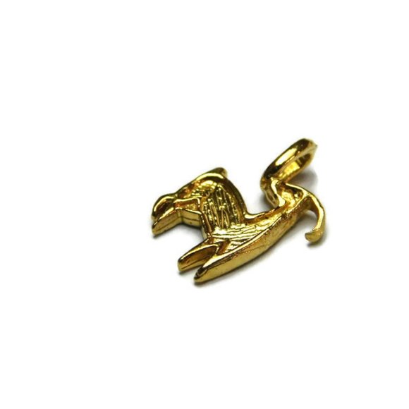 14k Yellow Gold Zodiac Capricorn charm pendant - Picture 2 of 5